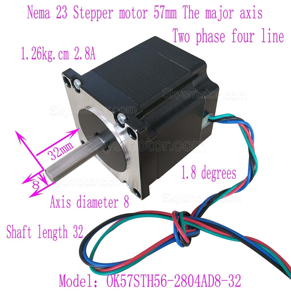 Oukeda NEMA 23 ステッピングモーター OK57STH56-2804AD8-32 1.8度 12.35Ncm 2相 Dカット