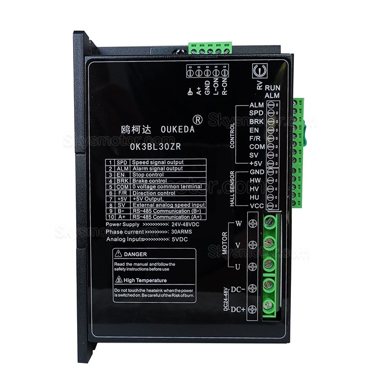48V ブラシレスDCモーター＆BLDCドライバーキット OK60BLS108-430-30J5+OK3BL30ZR 300W 95.55Ncm 3000RPM 3相 50x50x108mm