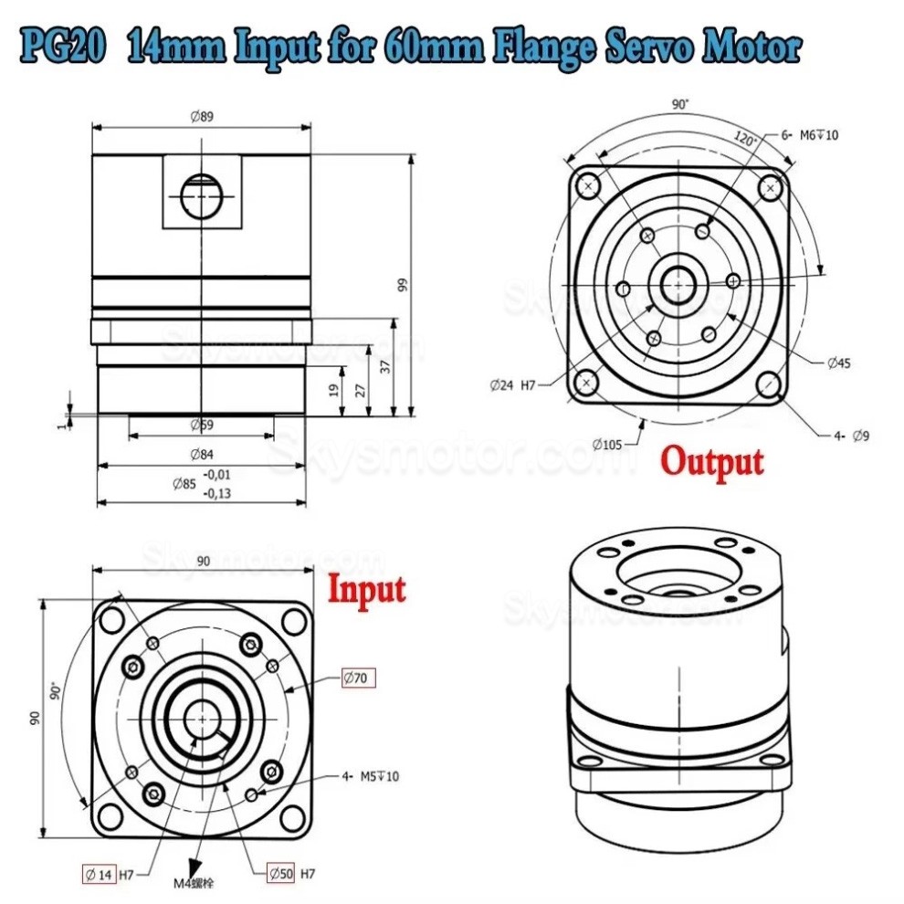 PG シリーズ ハーモニック減速機 (波動歯車減速機) ギア比 50:1/80:1/100:1 バックラッシュ20秒角