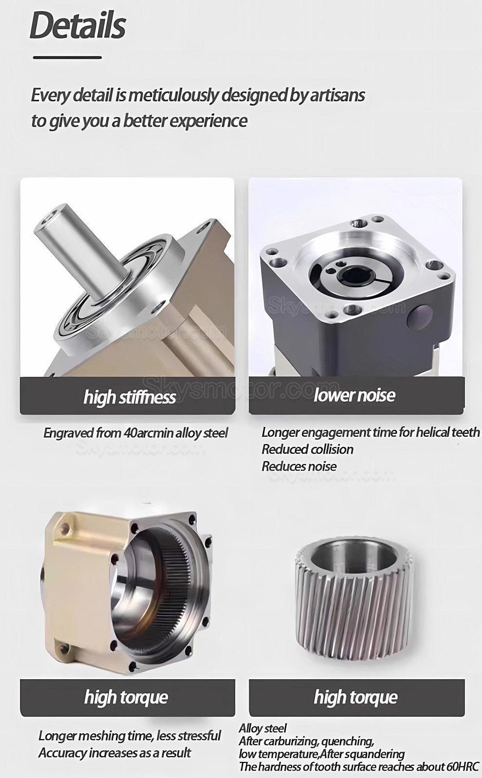 PLG042 ヘリカル遊星ギアボックス ギア比 4:1 - 100:1 NEMA 17 ステッピングモーター / 40mm サーボモーターに適合