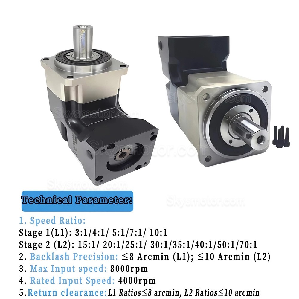 PLMG042シリーズ Nema 17 直角遊星ギアボックス ギア比 3:1 - 100:1 Nema 17 ステッピングモーター / 40mm サーボモーター用