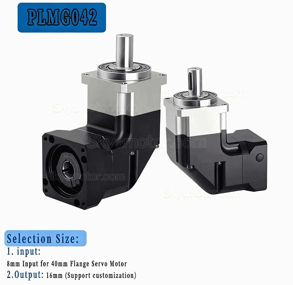 PLMG042シリーズ Nema 17 直角遊星ギアボックス ギア比 3:1 - 100:1 Nema 17 ステッピングモーター / 40mm サーボモーター用
