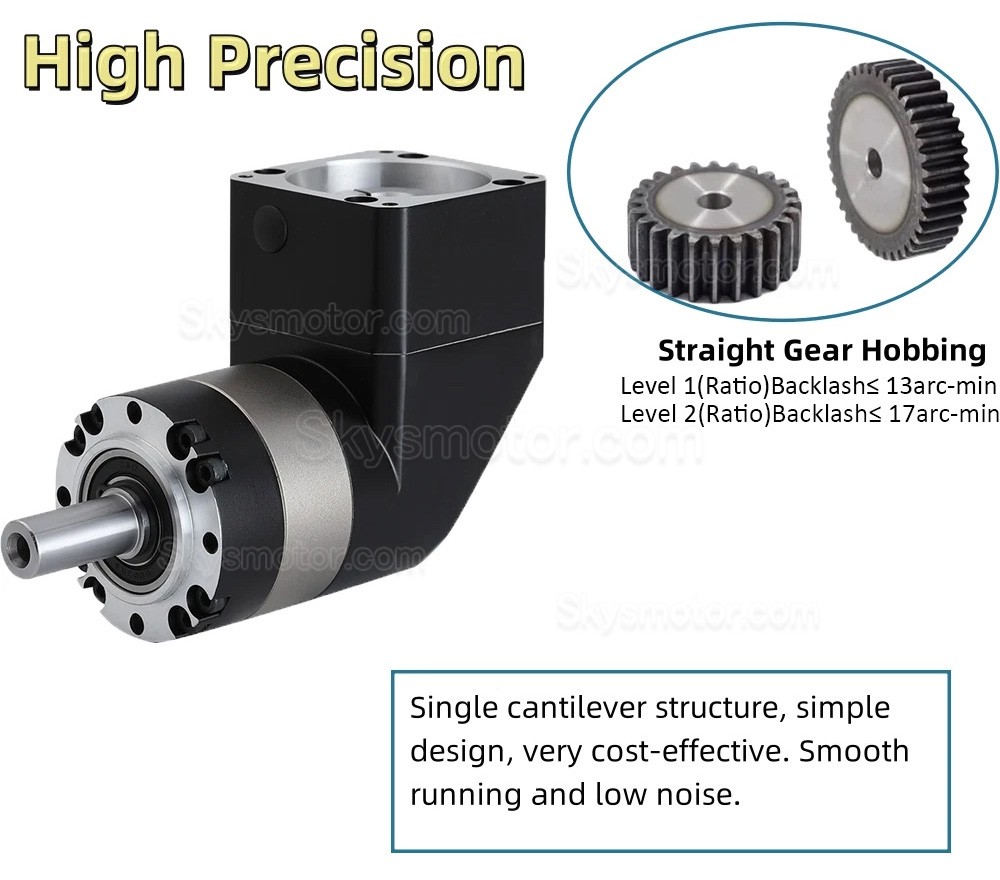 PLMG090シリーズ Nema 34 直角遊星ギアボックス ギア比 3:1 - 100:1 Nema 34 ステッピングモーター / 80mm サーボモーター用