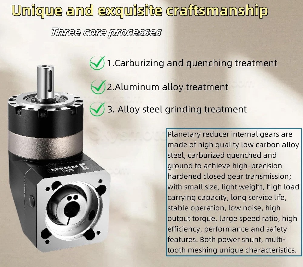 PLMG090シリーズ Nema 34 直角遊星ギアボックス ギア比 3:1 - 100:1 Nema 34 ステッピングモーター / 80mm サーボモーター用