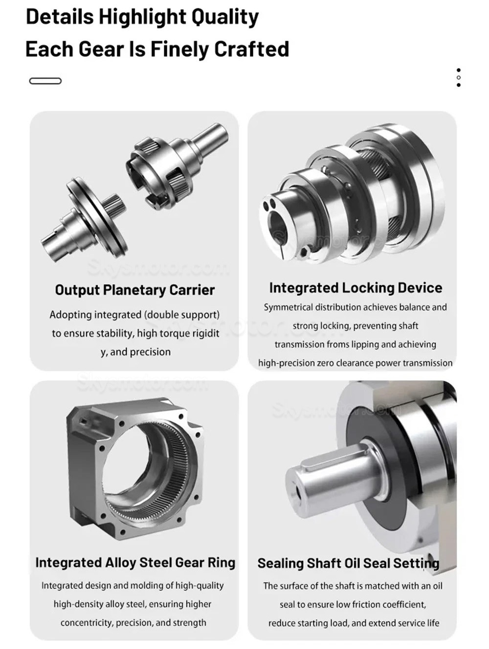 PVE060シリーズ Nema 23 直角遊星ギアボックス ギア比 3:1 - 100:1 Nema 23 ステッピングモーター / 60mm サーボモーター用