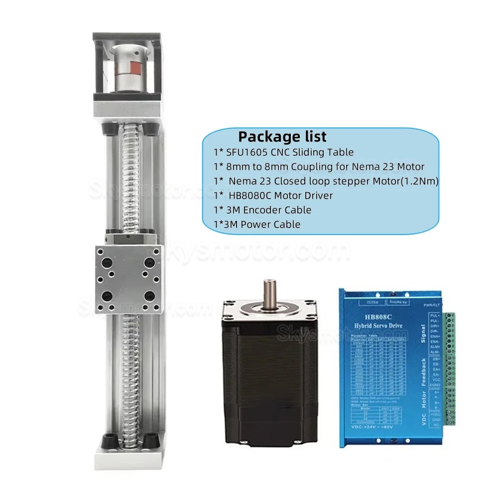 X軸電動リニア ステージ DXG-YR60 CNCボールねじスライドテーブルキット（Nema 23クローズドループステッピングモーター＆ドライバーキット付き）