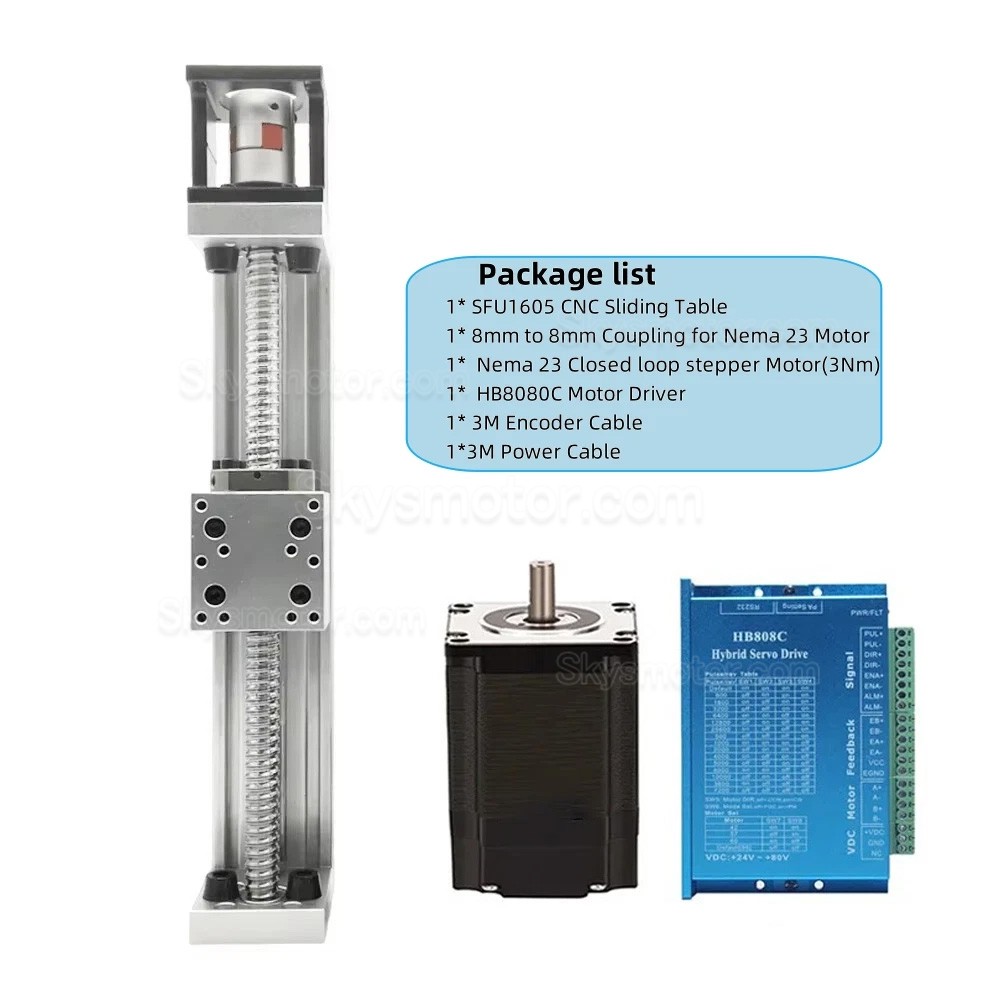 X軸電動リニア ステージ DXG-YR60 CNCボールねじスライドテーブルキット（Nema 23クローズドループステッピングモーター＆ドライバーキット付き）