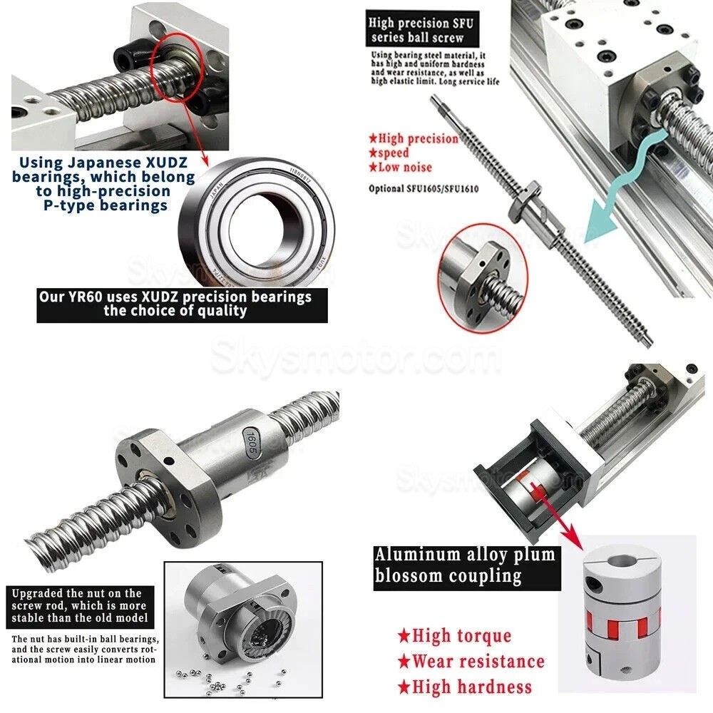 X軸電動リニア ステージ DXG-YR60 CNCボールねじスライドテーブルキット（Nema 23クローズドループステッピングモーター＆ドライバーキット付き）