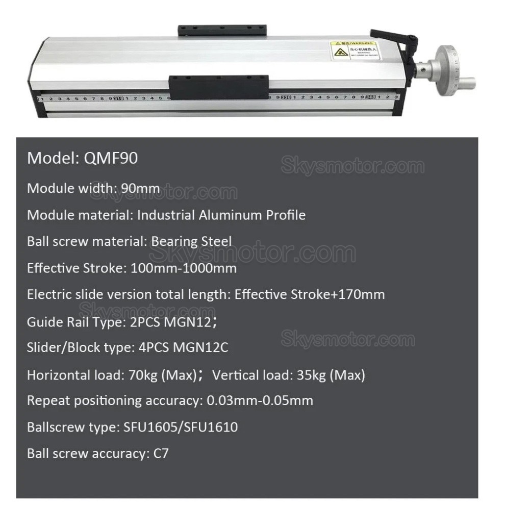 完全密閉型手動 X軸ステージ QMF90 ボールねじ式スライド式直動ステージ CNCリニアガイドモジュール 完全密閉型手動 X軸ステージ QMF90 ボールねじ式スライド式直動ステージ CNCリニアガイドモジュール