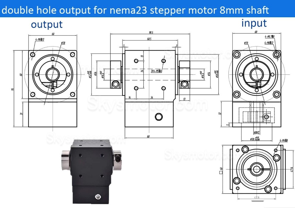 Nema 23 直角ベベルギアボックス 90 度整流子 ギア比 2:1/3:1/5:1 Nema23 ステッピングモーター用