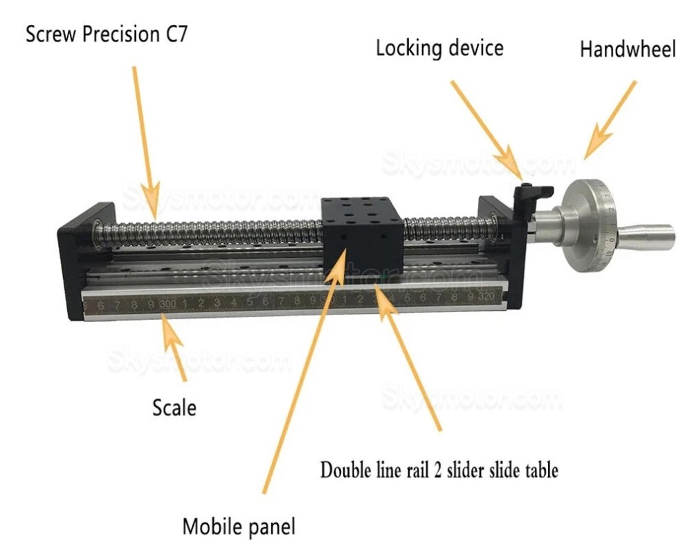 小型 手動 X軸ステージ SXG5080 手動ダブルガイドボールねじスライドテーブル（ハンドホイール付き）