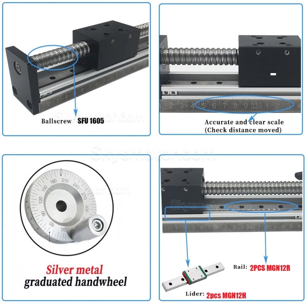小型 手動 X軸ステージ SXG5080 手動ダブルガイドボールねじスライドテーブル（ハンドホイール付き）