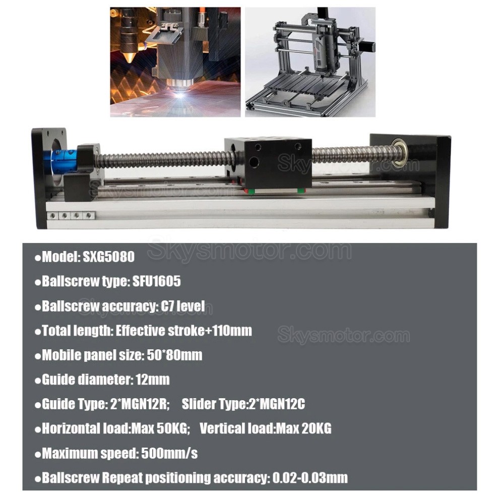 小型 手動 X軸ステージ SXG5080 手動ダブルガイドボールねじスライドテーブル（ハンドホイール付き）