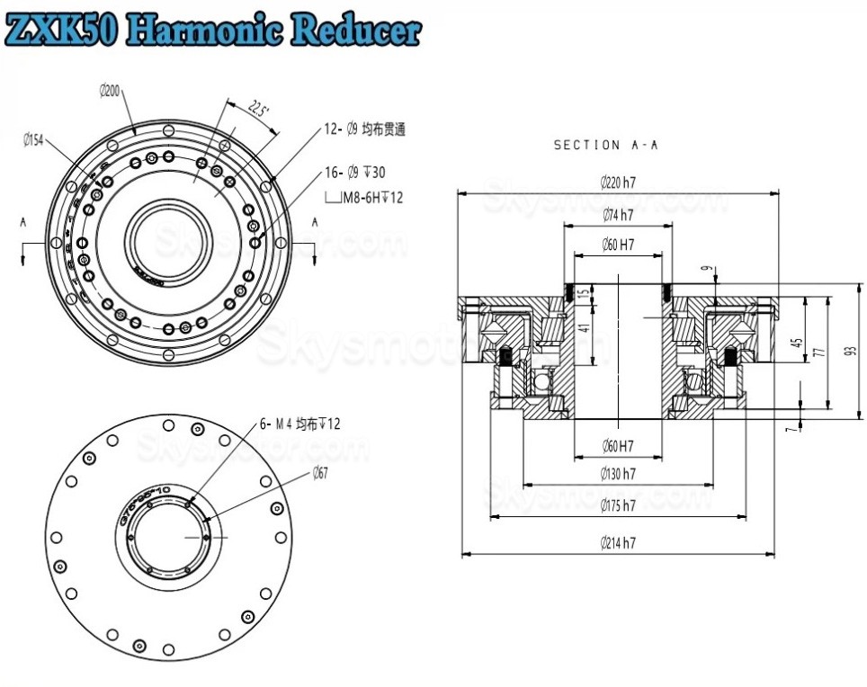 ZXK シリーズ 中空タイプ ハーモニック減速機ギア比 30:1/50:1/80:1/100:1/120:1/160:1 バックラッシュ30秒角 ZXK シリーズ 中空タイプ ハーモニック減速機ギア比 30:1/50:1/80:1/100:1/120:1/160:1 バックラッシュ30秒角